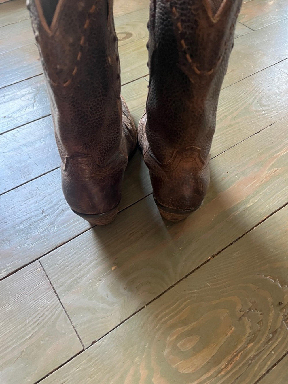 Ariat Dark Brown Studded Leather Heeled Cowboy Boots - Picture 7 of 9